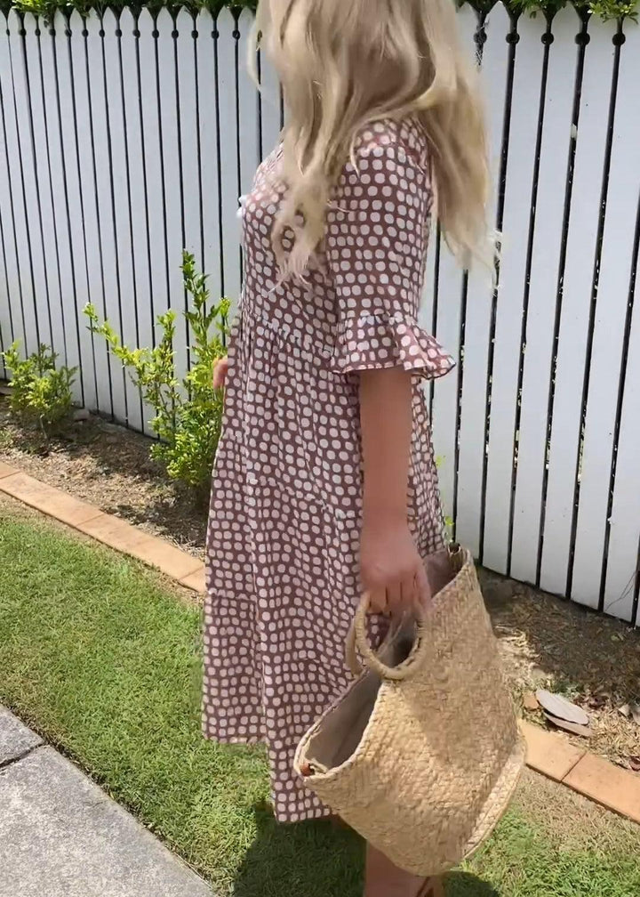 KRISTAL - SHORT SLEEVE FLOWY MIDI DRESS
