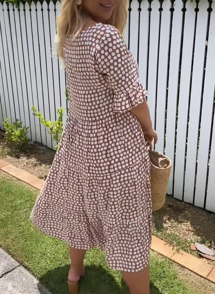 KRISTAL - SHORT SLEEVE FLOWY MIDI DRESS