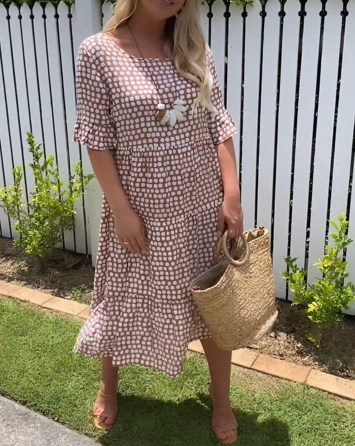 KRISTAL - SHORT SLEEVE FLOWY MIDI DRESS