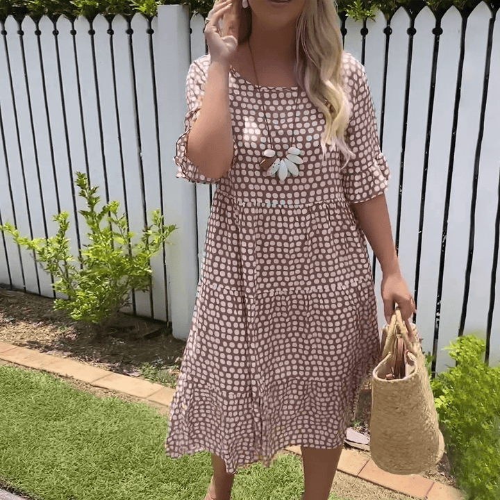 KRISTAL - SHORT SLEEVE FLOWY MIDI DRESS