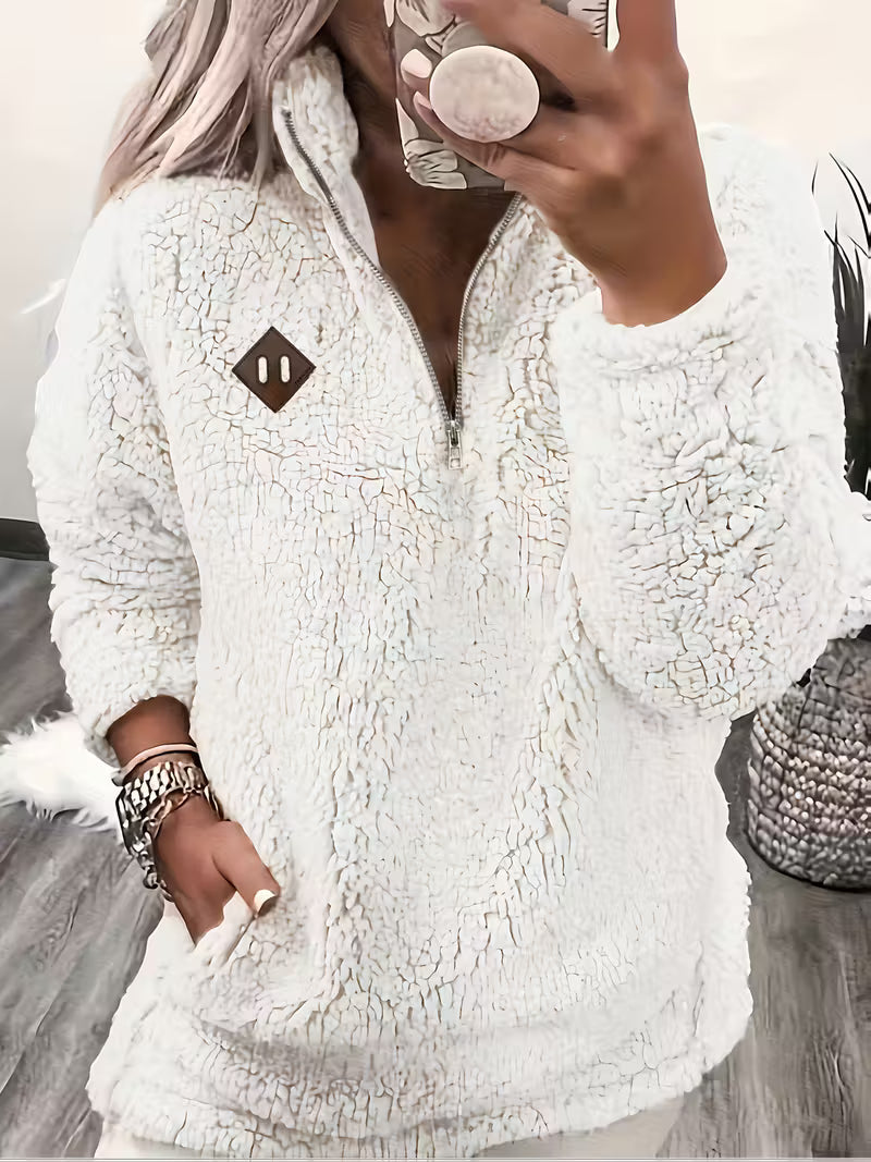 KORI - VELVET FEEL ZIP-UP SWEATER