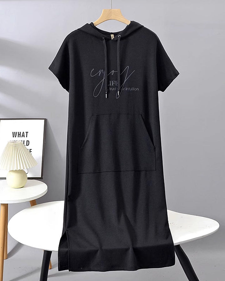 CECILLE - RELAXED HOODED LOUNGE DRESS