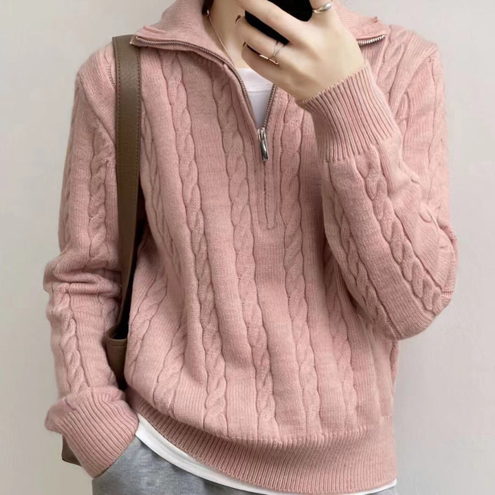 Fiona | Cotton Half Zip Sweater