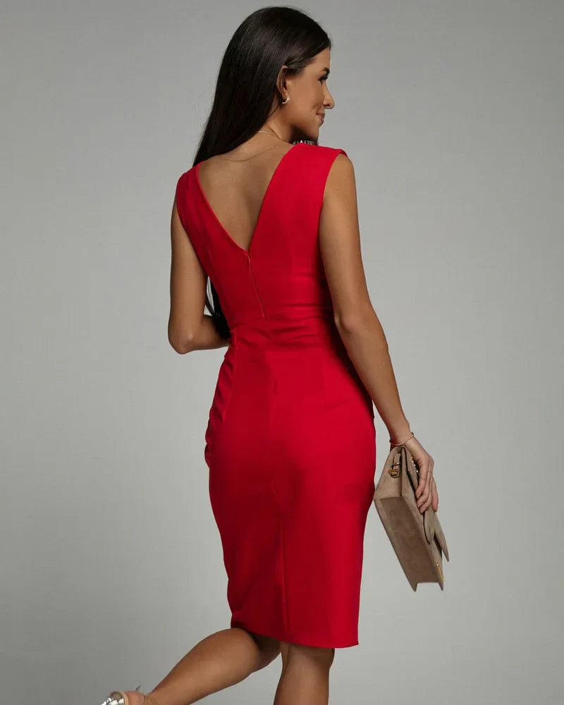 SHAE - STYLISH MIDI DRESS WITH V-NECK