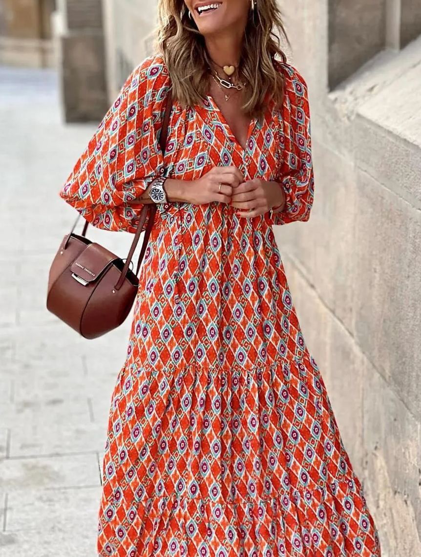 ROMINA - BOHO CHIC PUFF SLEEVE MAXI