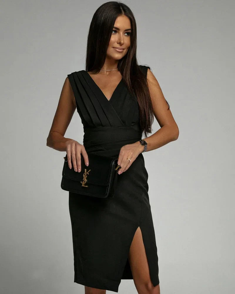 SHAE - STYLISH MIDI DRESS WITH V-NECK