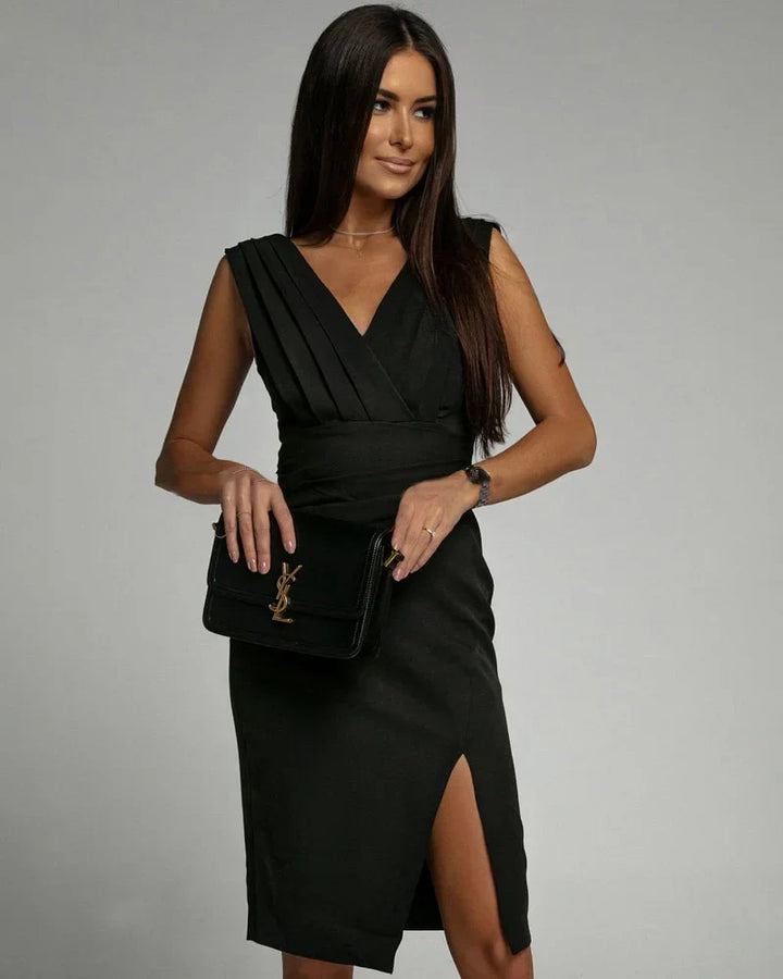 SHAE - STYLISH MIDI DRESS WITH V-NECK