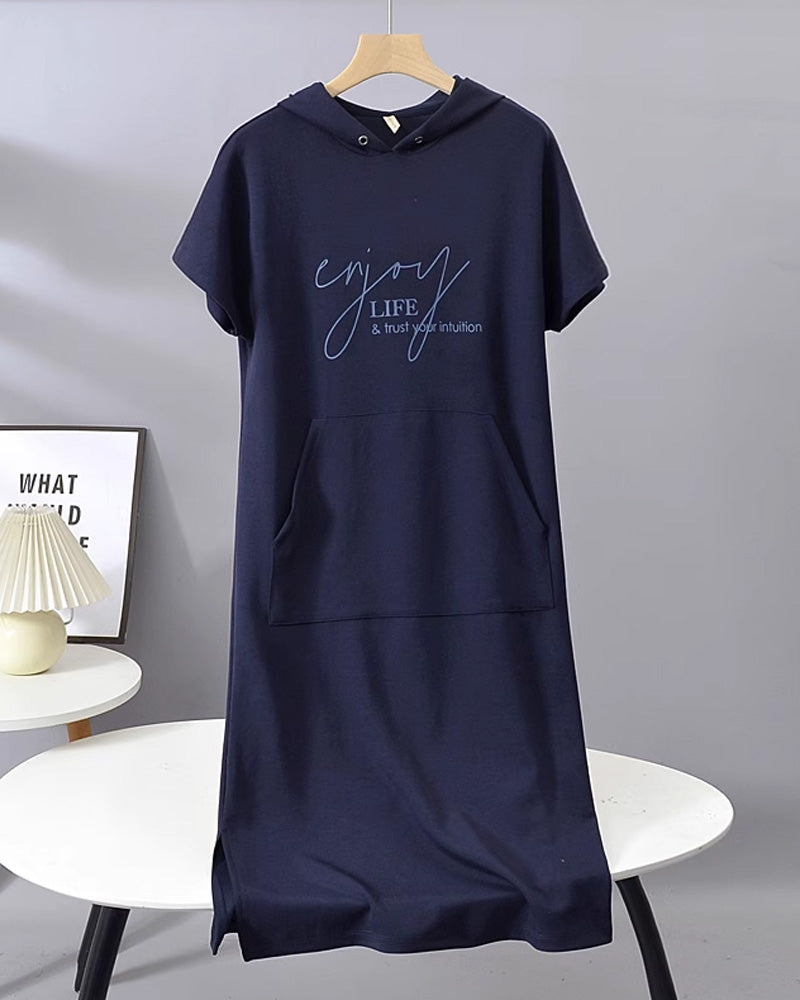 CECILLE - RELAXED HOODED LOUNGE DRESS