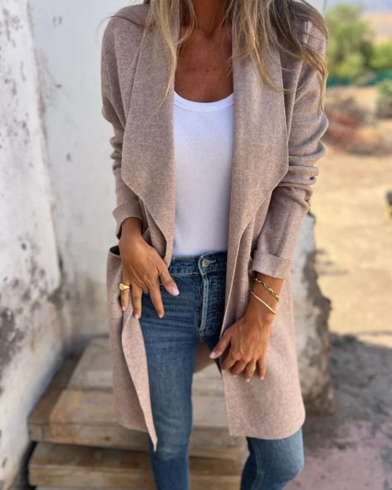 SALVEO - GENTLE FABRIC COLLARED CARDIGAN