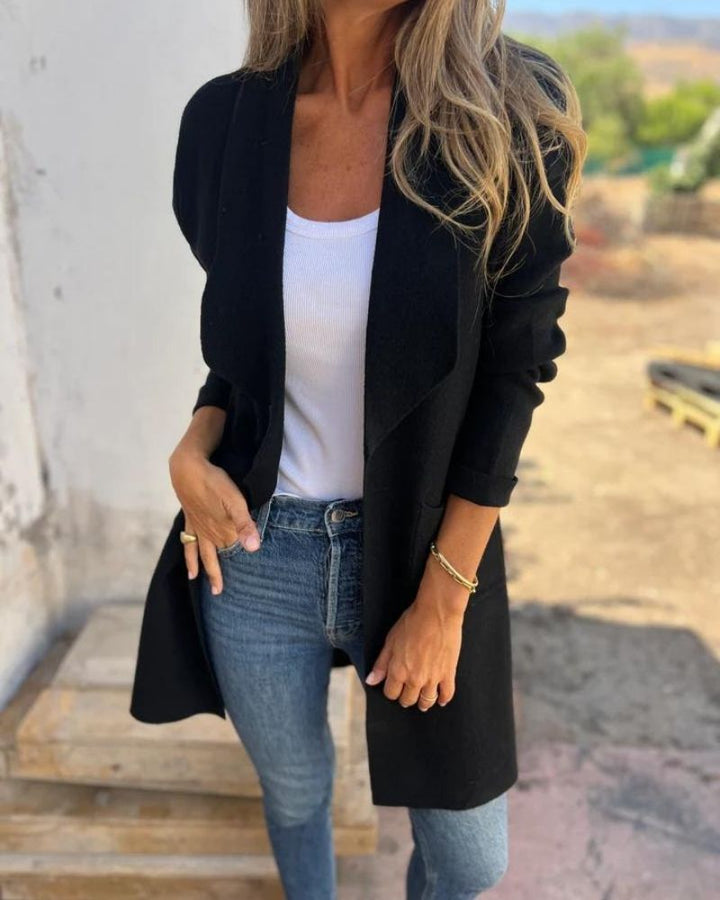 SALVEO - GENTLE FABRIC COLLARED CARDIGAN