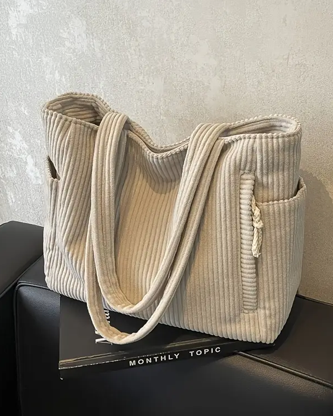 Tilda™ - RIBBED TOTE BAG WITH CORD DETAIL