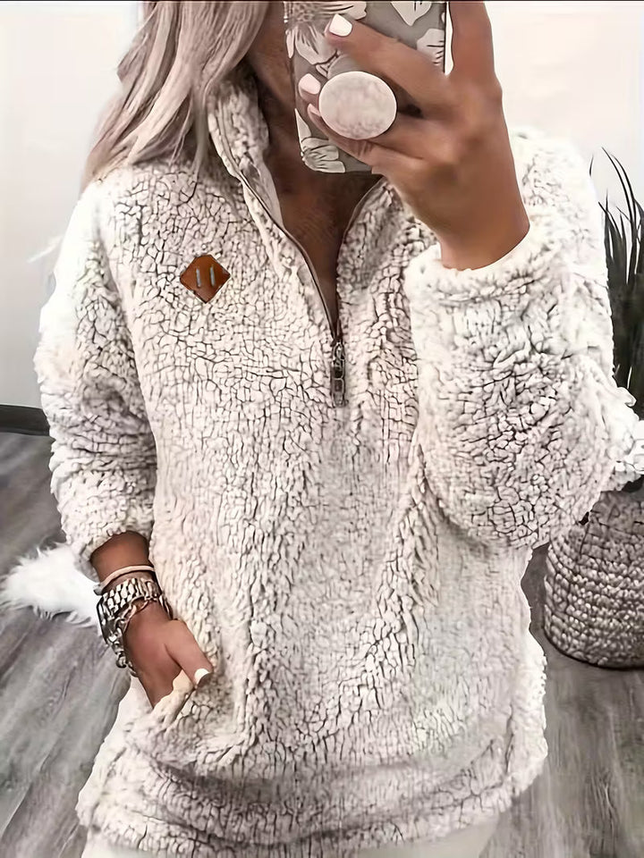 KORI - VELVET FEEL ZIP-UP SWEATER