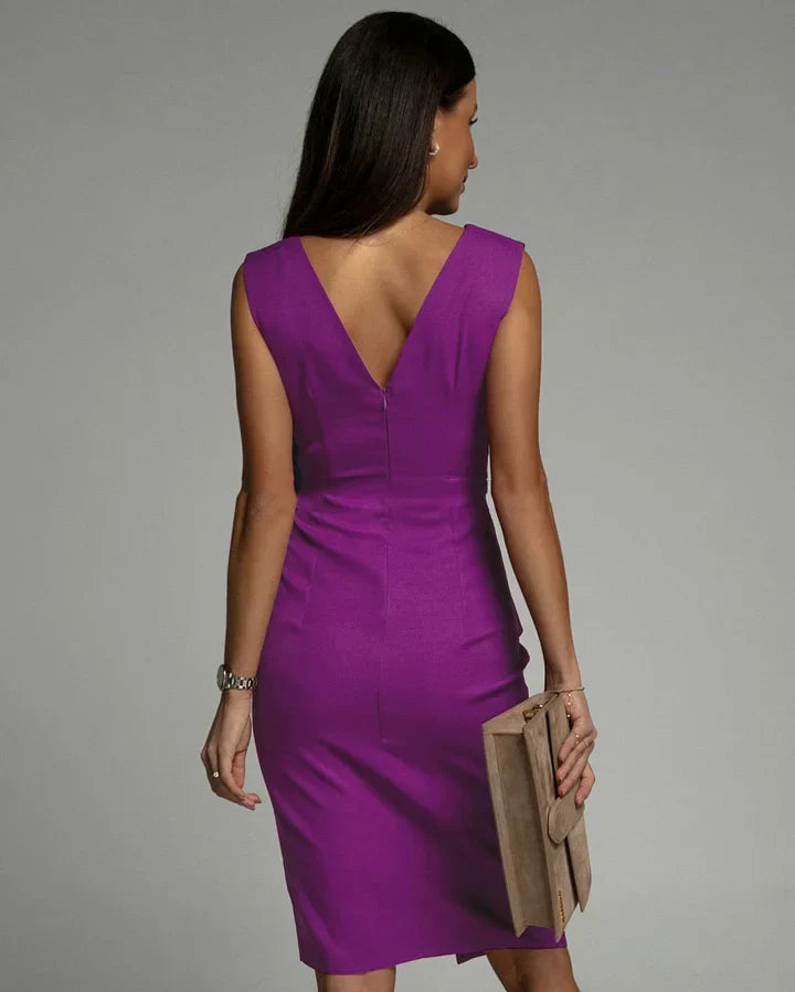 SHAE - STYLISH MIDI DRESS WITH V-NECK