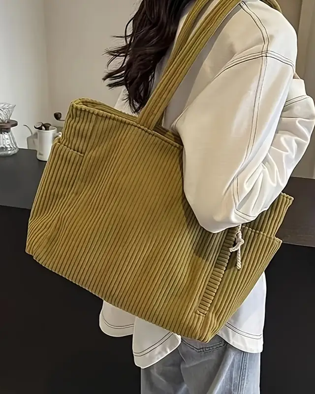 Tilda™ - RIBBED TOTE BAG WITH CORD DETAIL