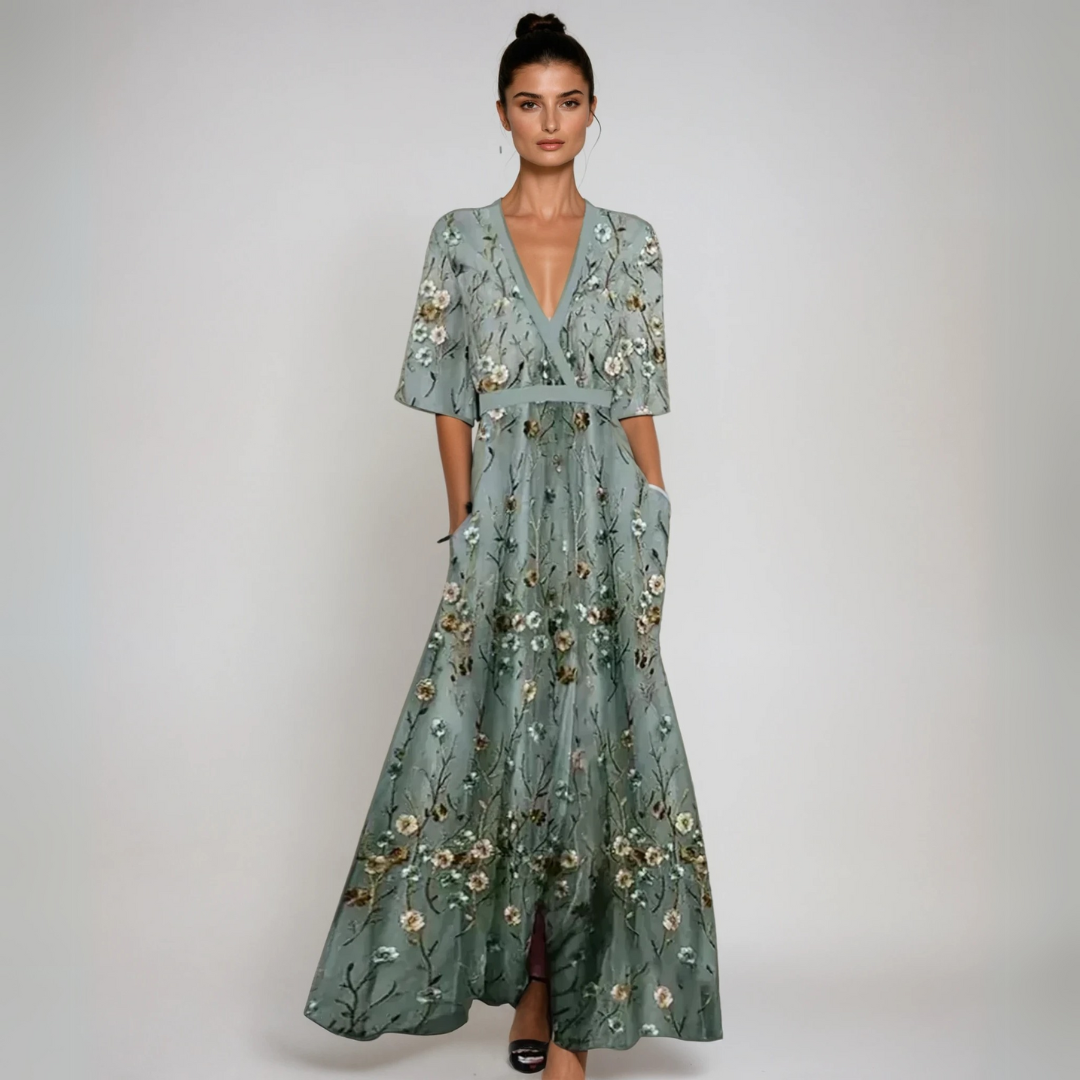 Jamie | Elegant Maxi Dress with Floral Pattern!