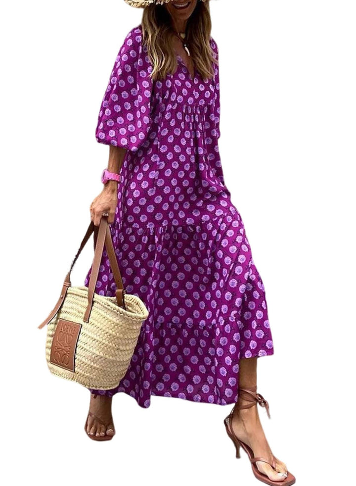 ROMINA - BOHO CHIC PUFF SLEEVE MAXI