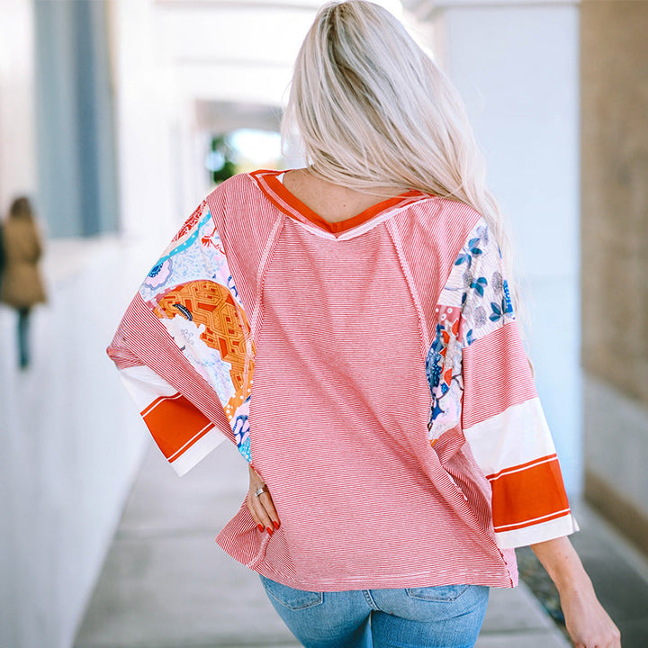 CARISSA – ARTISAN BATWING PATCHWORK BLOUSE