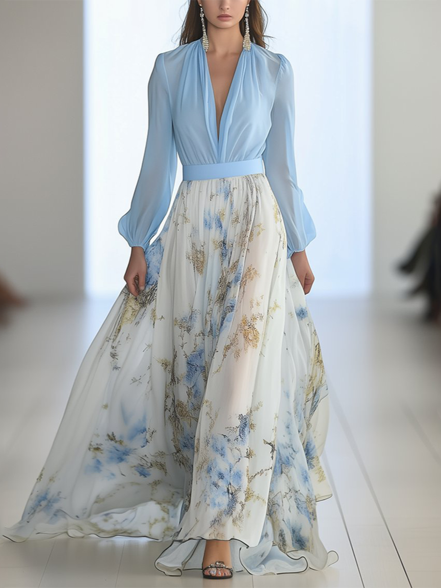 HEIDI - STUNNING FLORAL FLOOR-LENGTH DRESS