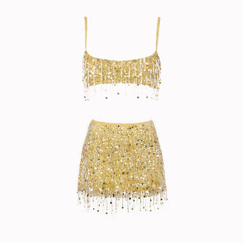 Leilani - Glamorous 2-Piece Beaded Fringe Set