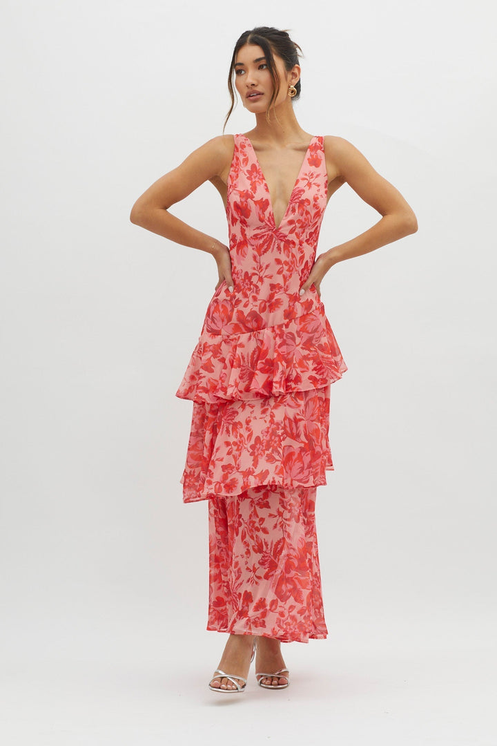 FERRERAS - REFINED STYLE RUFFLE MIDI DRESS