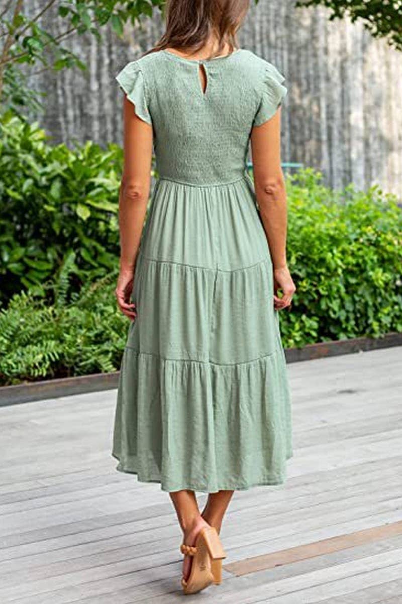MARINEL - SHIRRED ELEGANCE MIDI DRESS