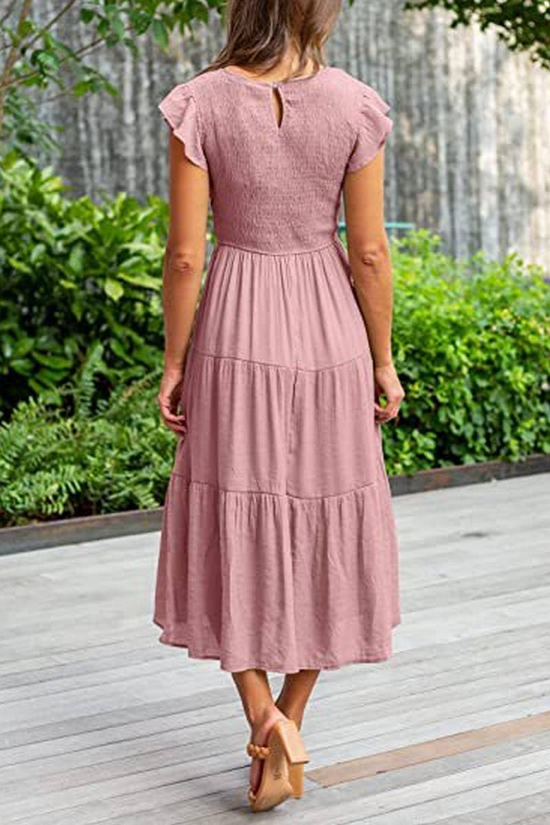 MARINEL - SHIRRED ELEGANCE MIDI DRESS