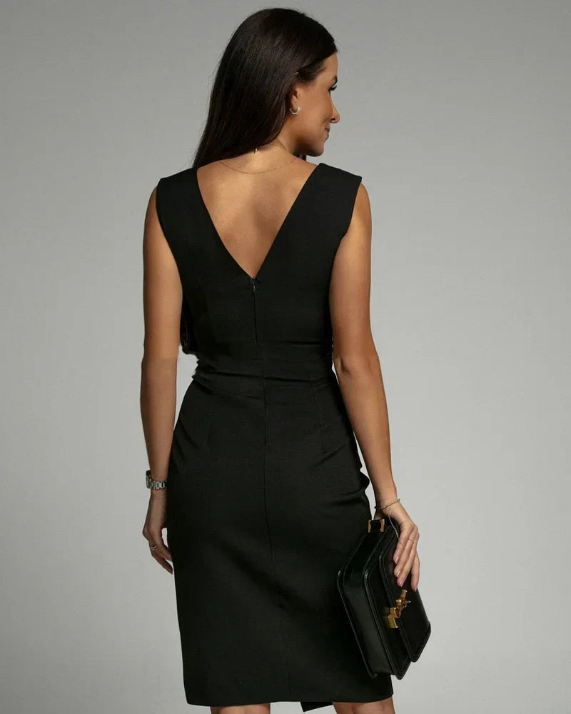 SHAE - STYLISH MIDI DRESS WITH V-NECK