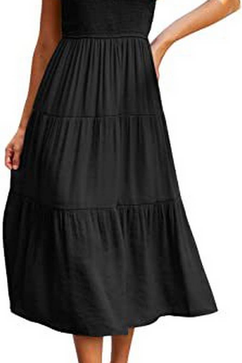 MARINEL - SHIRRED ELEGANCE MIDI DRESS