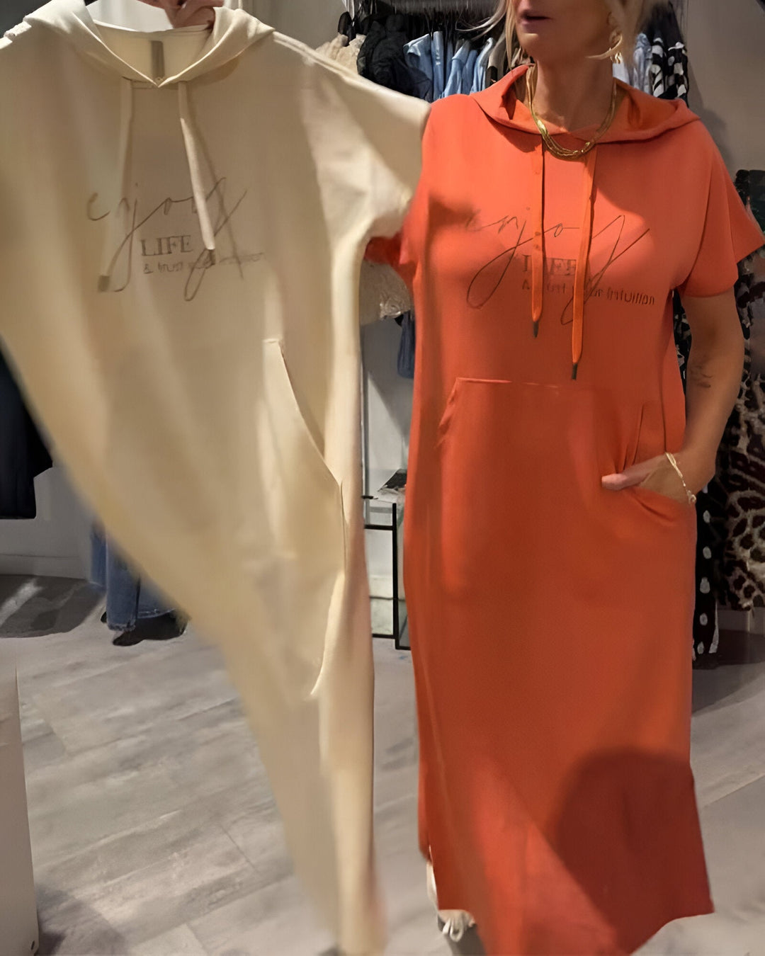 CECILLE - RELAXED HOODED LOUNGE DRESS