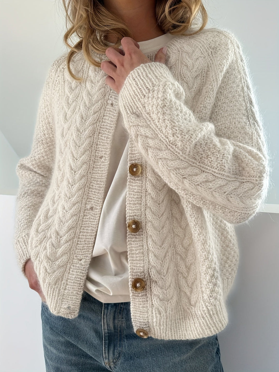 AMETHYST - CHIC BRAIDED STITCH CARDIGAN