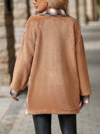 Amy | Plaid Contrast Dropped Shoulder Coat