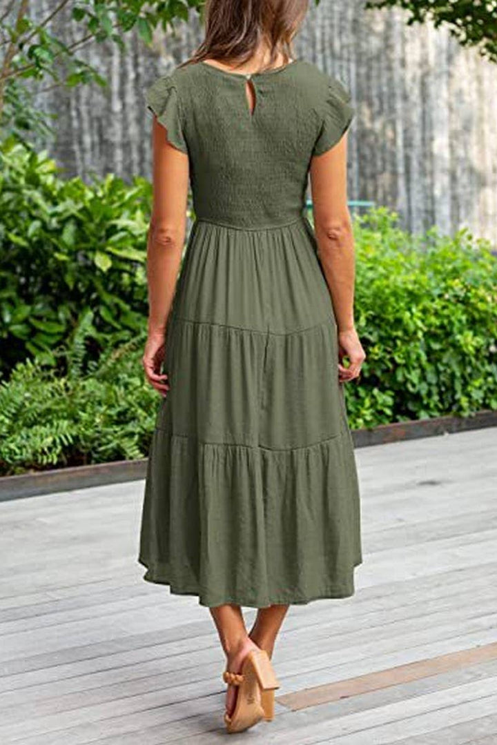 MARINEL - SHIRRED ELEGANCE MIDI DRESS