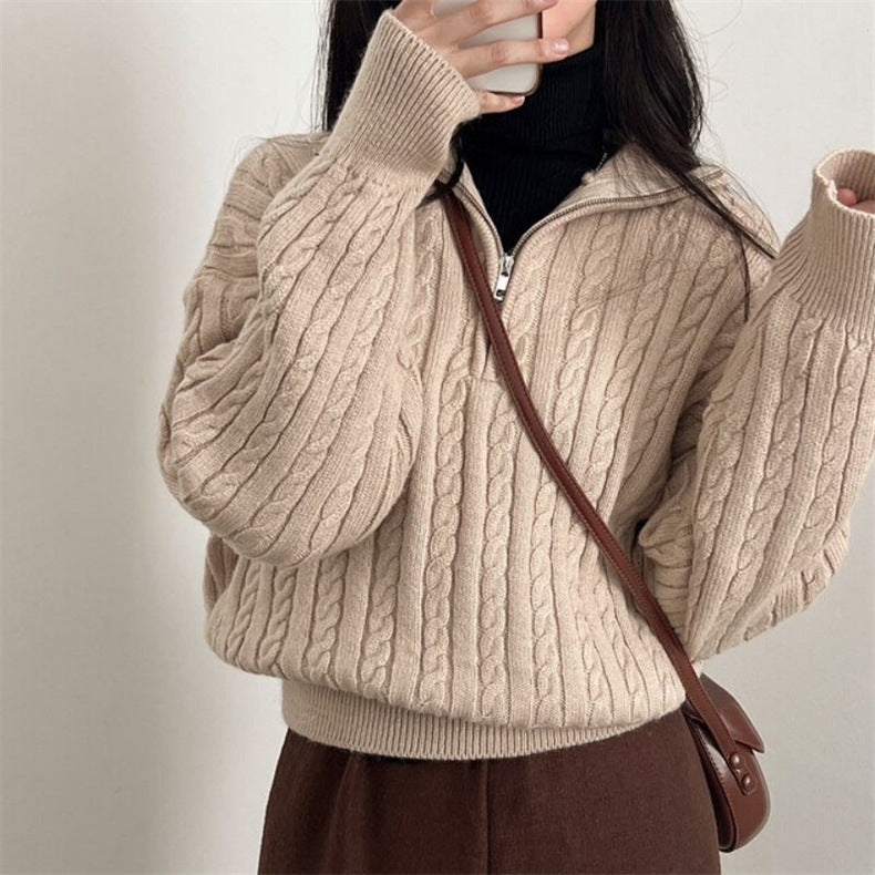 Fiona | Cotton Half Zip Sweater