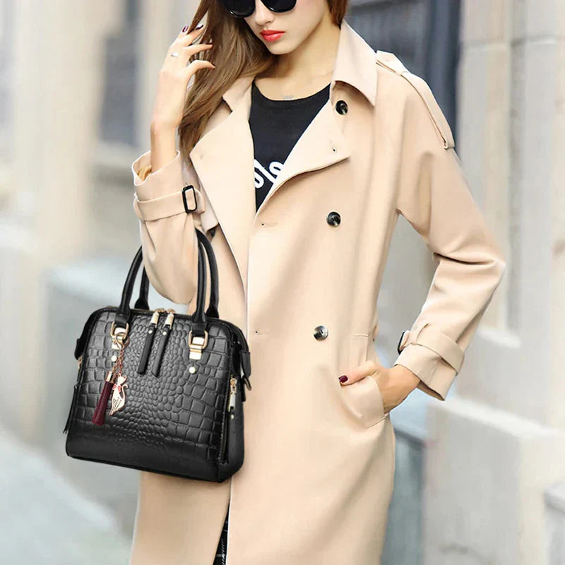 Belen - Luxury Crocodile-Embossed Leather Bag