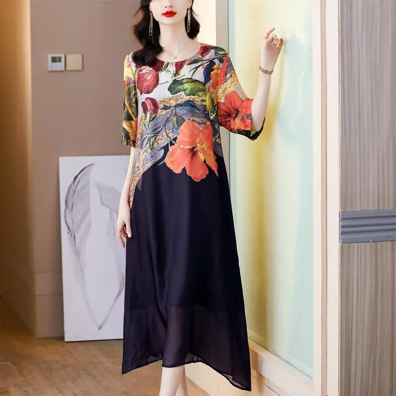 KIERSTEN - CHIC BOTANICAL PATTERN DRESS