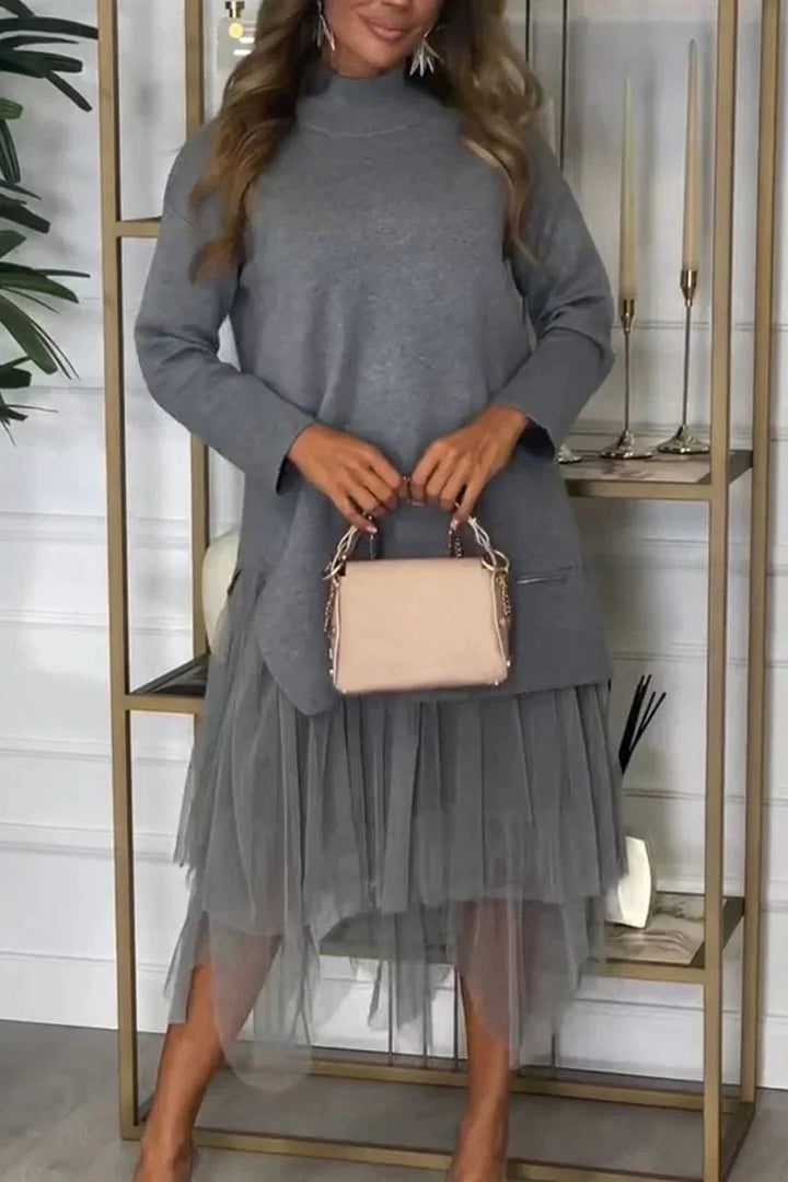 EIMEREN - SOLID PATCHWORK KNIT DRESS