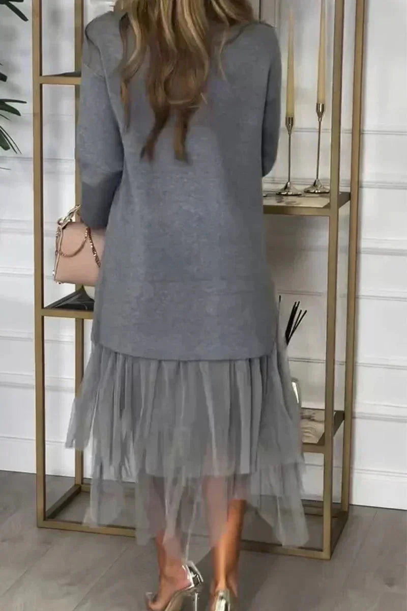 EIMEREN - SOLID PATCHWORK KNIT DRESS