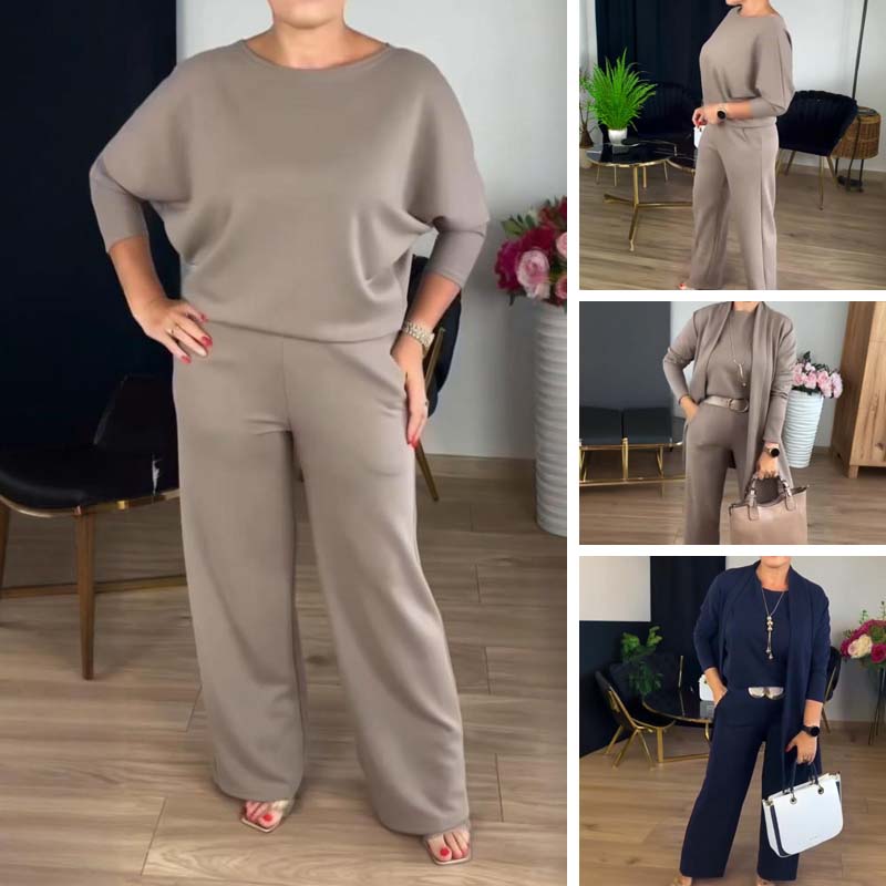 NATALIE - CLASSIC 3-PIECE SET WITH CARDIGAN TOP AND PANTS
