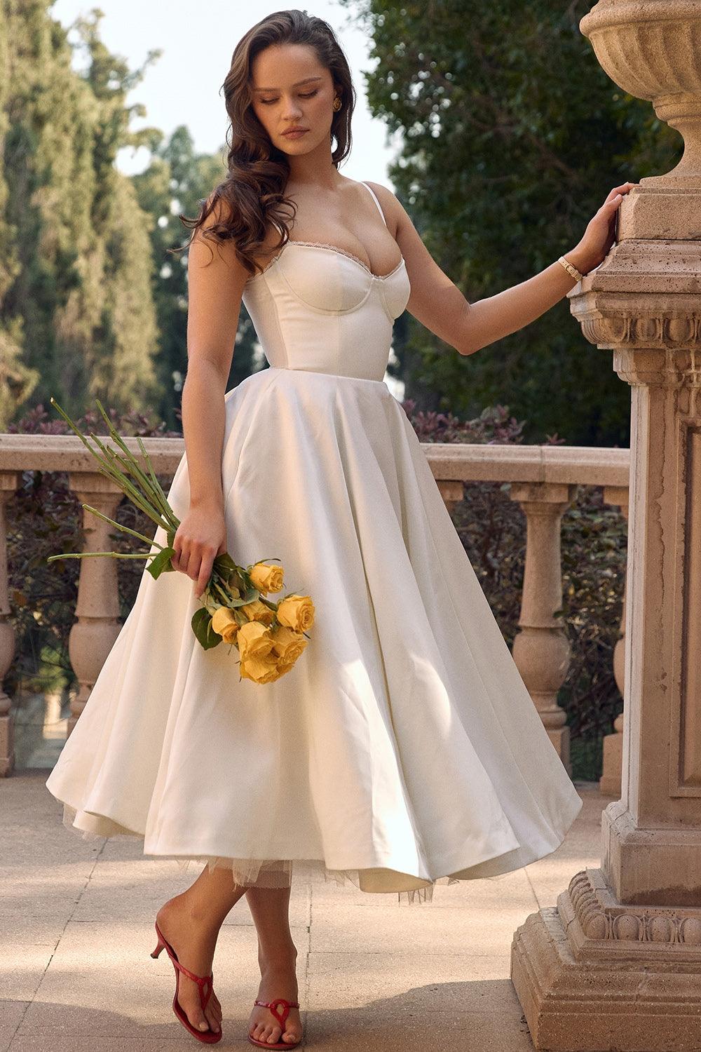 BRIGGITE - FIT AND FLARE BUSTIER TEA DRESS